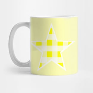 Yellow and White Buffalo Plaid Star Mug